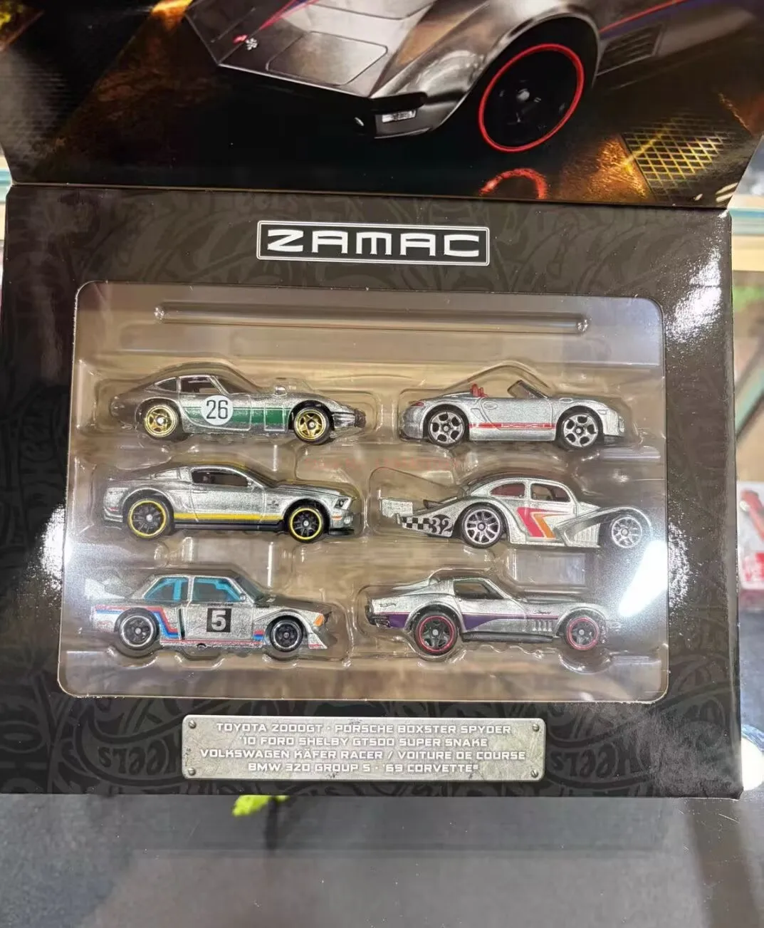 2026 Hot Wheels Silver Series Zamac 6-Car Box Set Toyota Porsche Ford Volkswagen BMW Corvette 1:64 Diecast Car Model Toy Gift view 5