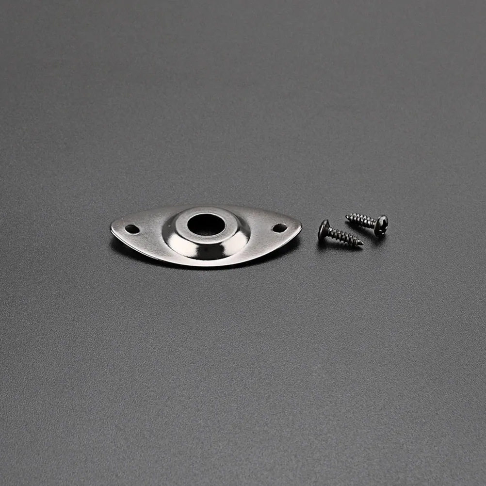 1 Set Of Black Socket Jack Plates For Electric Guitar, Premium Metal Input Output Replacement Parts, Non-Burr Smooth Surface,