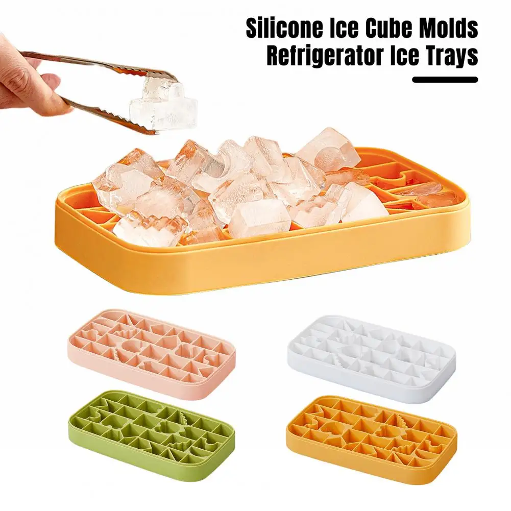 Stackable Ice Trays Space-saving Ice Molds Building Block Silicone Ice Tray with Spill-resistant Lid for Coffee Whiskey for Fun