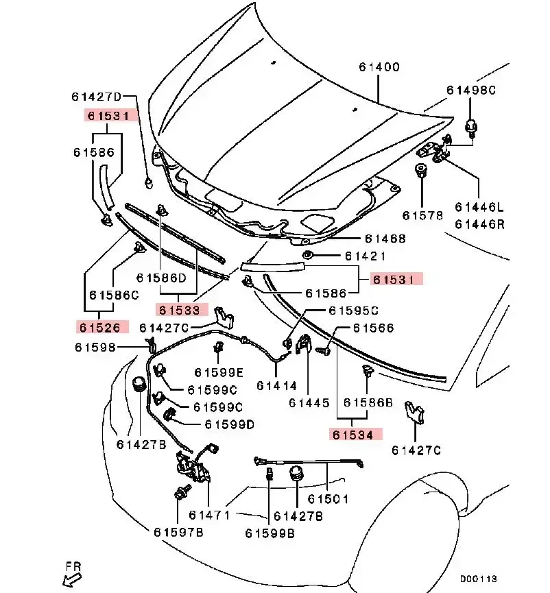 5 Pieces Hood Rubber for Outlander CW 2010-2012 Bonnet Weatherstrip Sealing for Hood Cover Protector 5902A082 5902A024