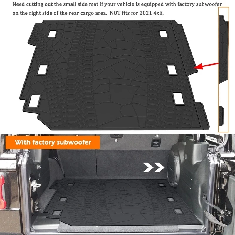 TML Cargo Mats Odorless Rubber Custom for 2018-2022 Jeep Wrangler JL Unlimited Sport Sahara Freedom Rubicon 4 Door Trunk Mats