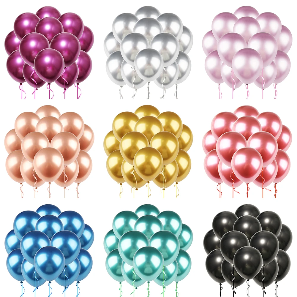 20 قطعة 12 بوصة النثار بالونات معدنية معدنية الذهب الأزرق الوردي اللاتكس بالون الزفاف حفلة عيد ميلاد الديكور استحمام الطفل Globos #3