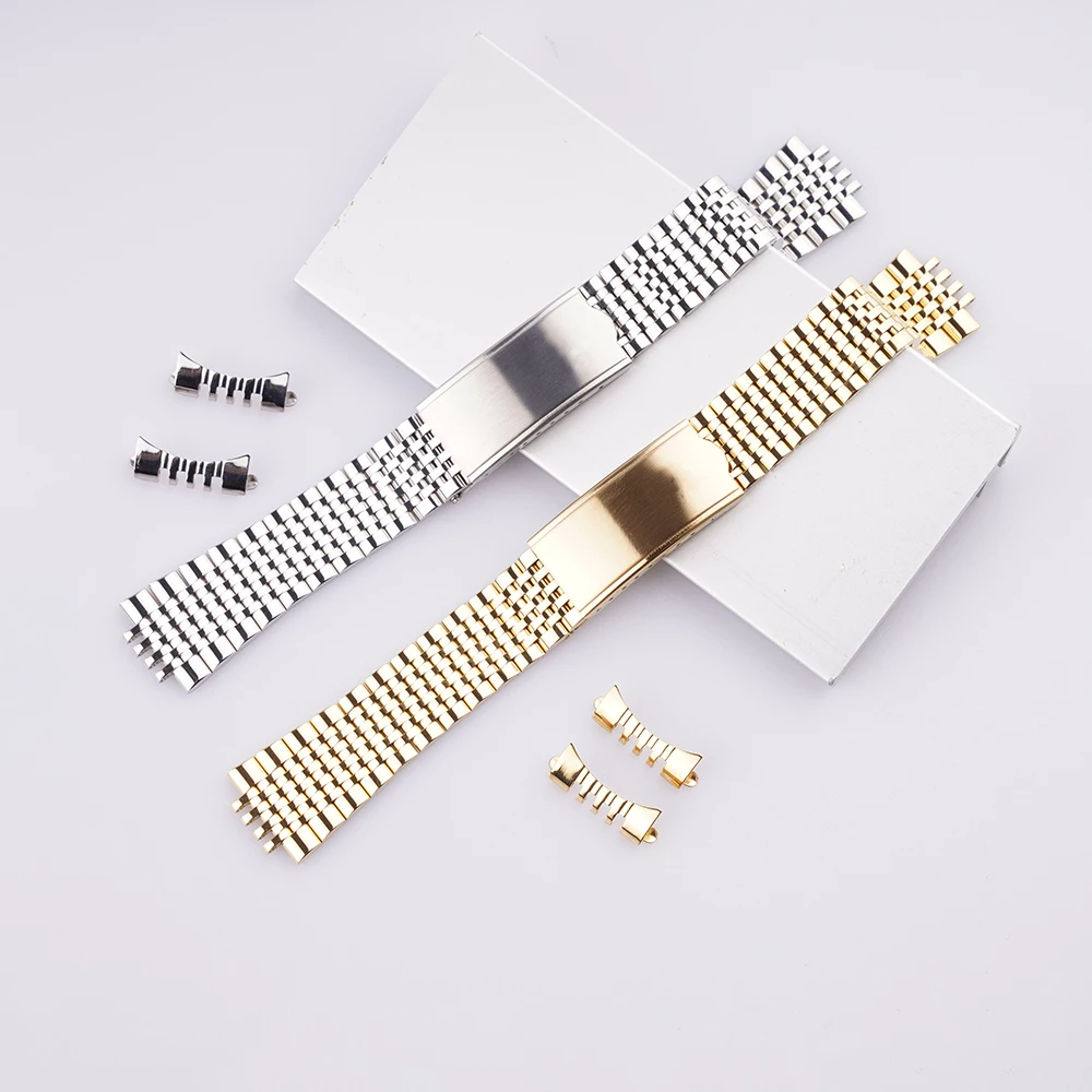 For Vintage Omega Geneve 18mm 19mm 20mm Band Retro 316 Steel Bracelet Strap Hollow Curved Removable Split Pins CARLYWET