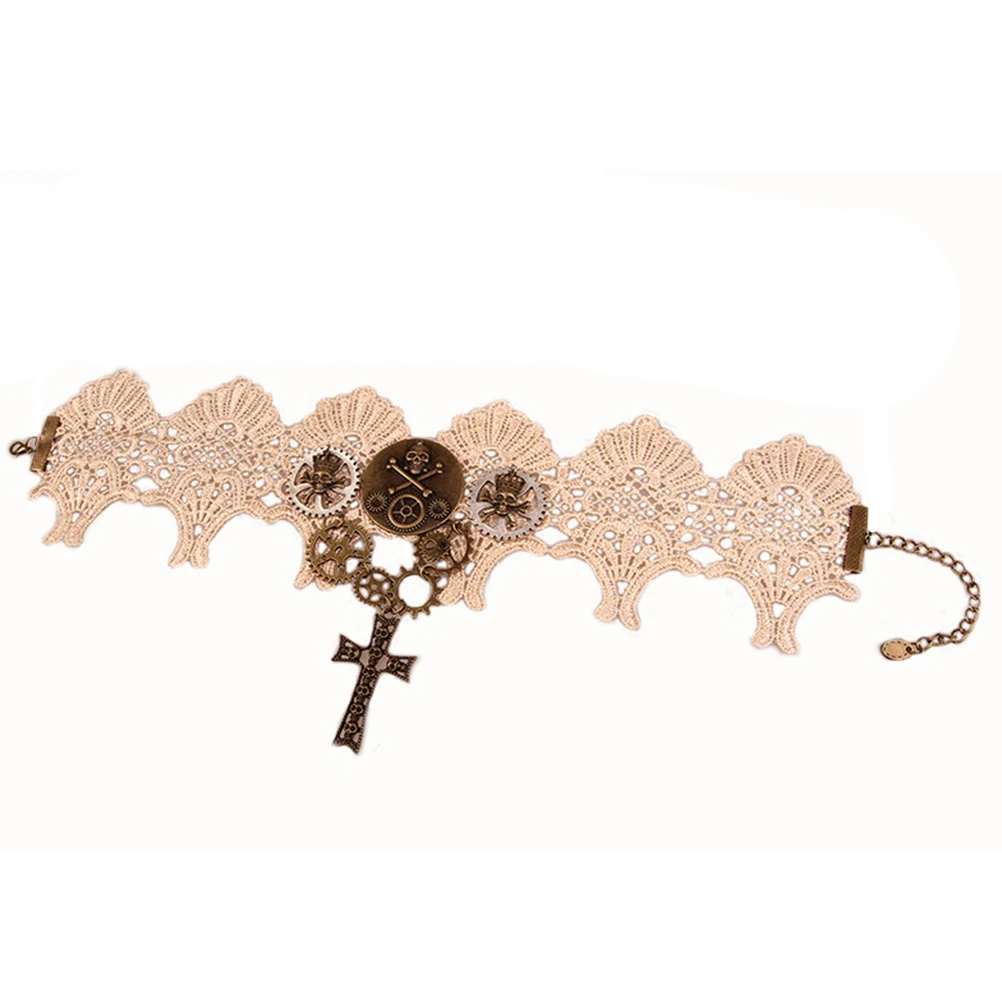 

Steampunk Lace Skull Necklace Soft Lightweight Comfortable for Anniversary Engagement Party Lace Choker Necklace Women