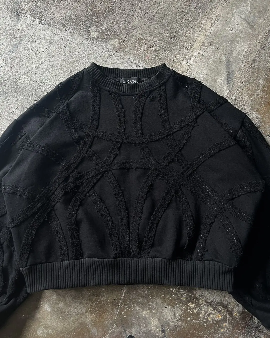 Retro hitam Gotik kaus sweter lengan panjang bergaris perca sweter lengan panjang tebal hangat musim gugur dan musim dingin kaus baru Streetwear