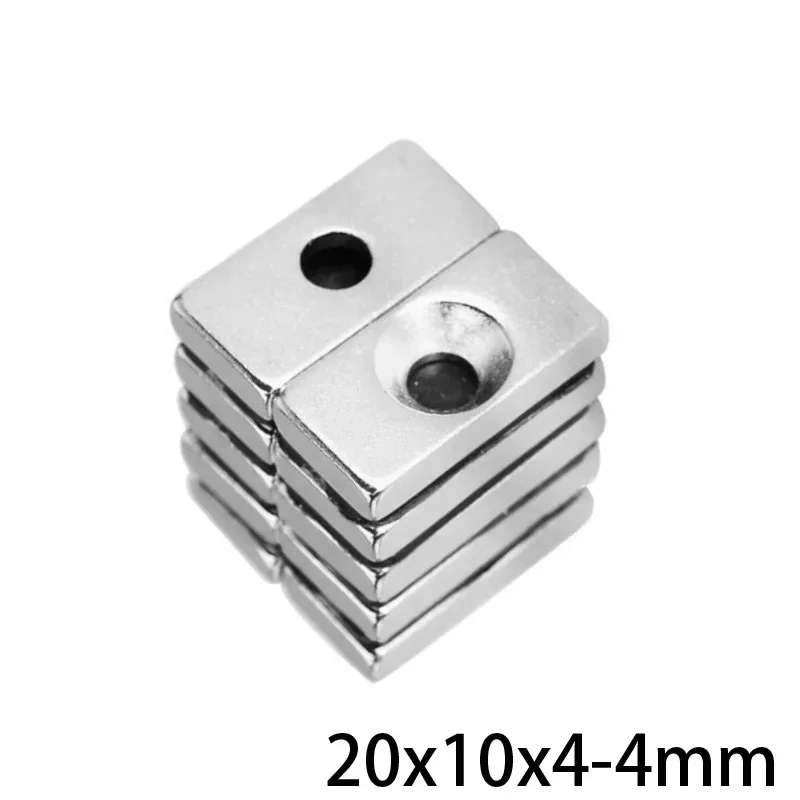 20x10x4-4 Strong Quadrate Neodymium Magnet Hole 4mm NdFeB Magnetic 20x10x4-4mm Block Rare Earth Magnets 20*10*4-4 mm