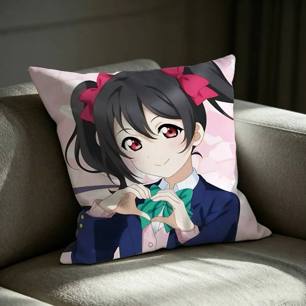 US-Muse N-Nico School Idol Project Square Sofa Pillow Cover Solid Color Living Room Home Decor Cushion Case