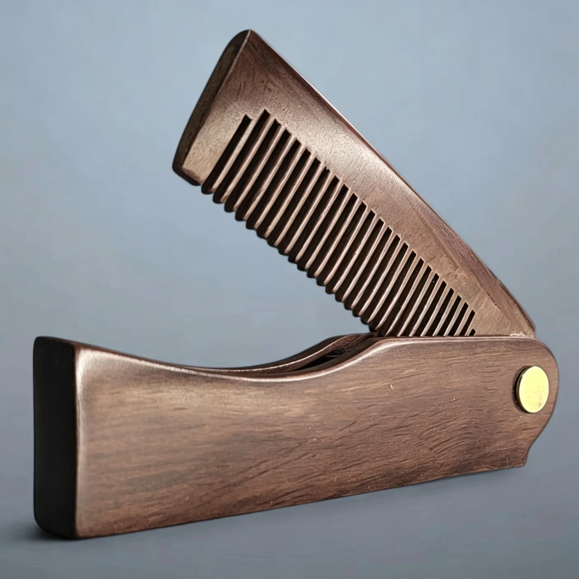 Gracemen Folding Comb Primium Natural Dark Sandalwood Wooden Foldable Beard Comb Small Size Men's Pocket Mustache Hair Comb