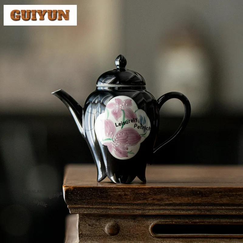 

150 мл ручная роспись ирисовый чайник, креативный чайник для заварки чая, домашний чайник для заваривания чая с фильтром, коллекция китайских чайных сервизов
