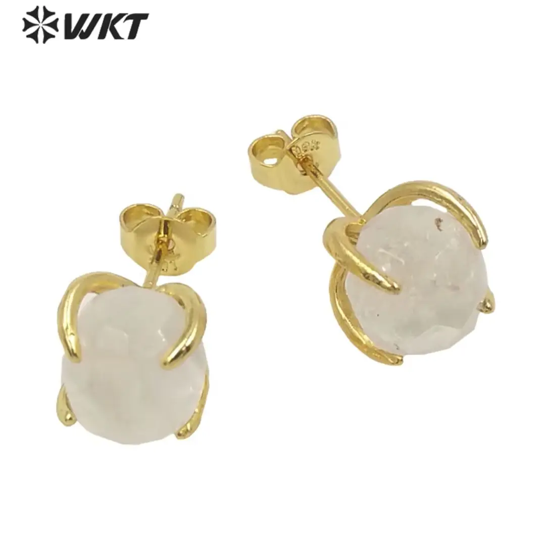 WT-E646 Colorful Wholesale Exquisite Small Natural Stone 18k Gold Classic Earrings Studs For Lady's Daily Jewelry