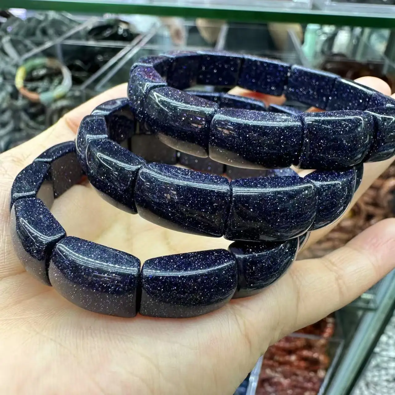 Natural Amazonite Blue Sand Stone Crystal Bracelet about10x16mm Gemstone Jewelry Bangle Unisex For Woman For Man Gift Wholesale