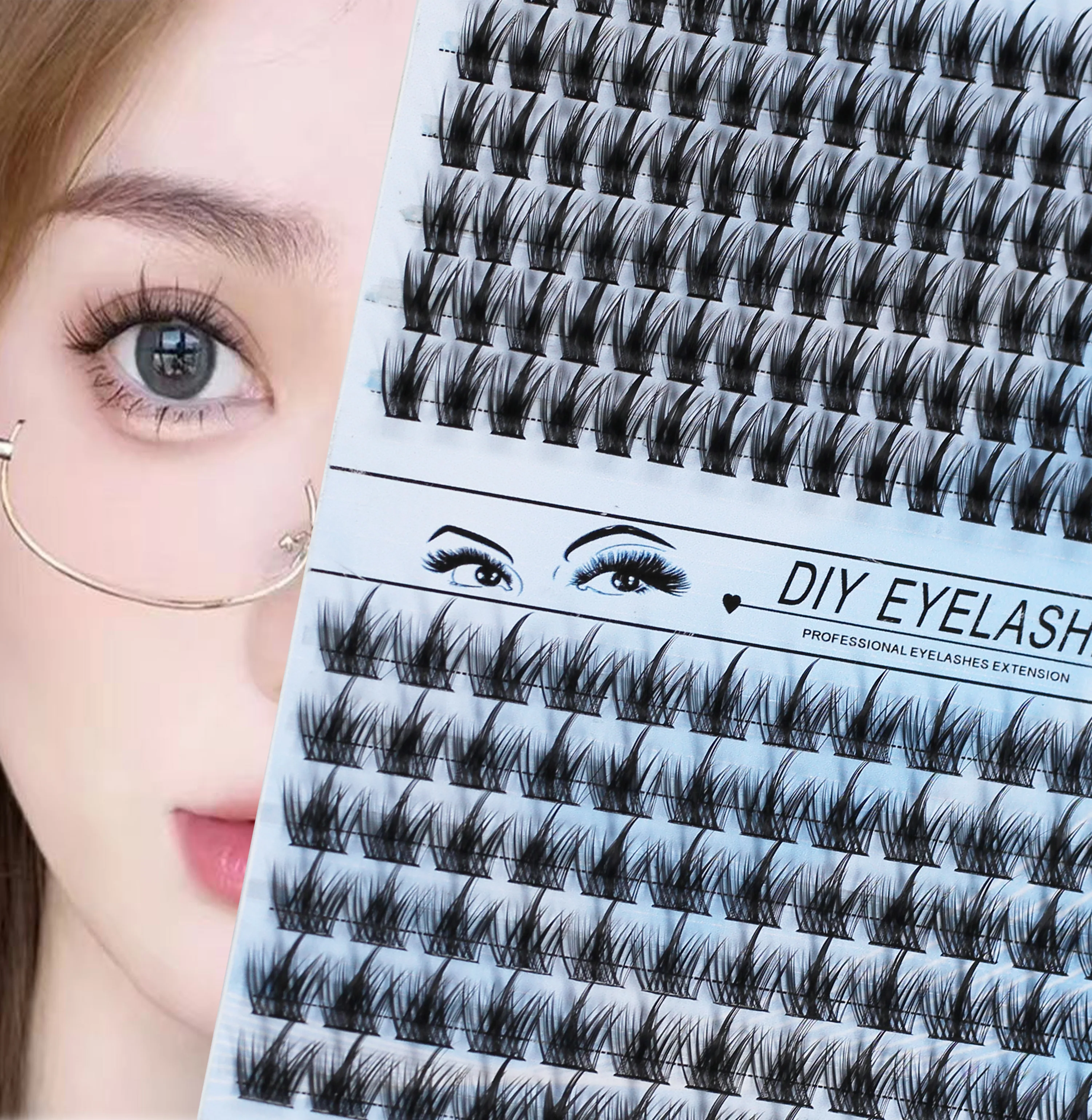 Marks Future Falsche Wimpern im natürlichen und Anime-Stil, 168 Cluster mit Falsche Wimpernverlängerungswerkzeugen, C-Curl-Wimperncluster, flauschig und einfach aufzutragen, geeignet für Anfänger, natürlich, weich und nicht verblendbar, kann verschiedene Stile erstellen