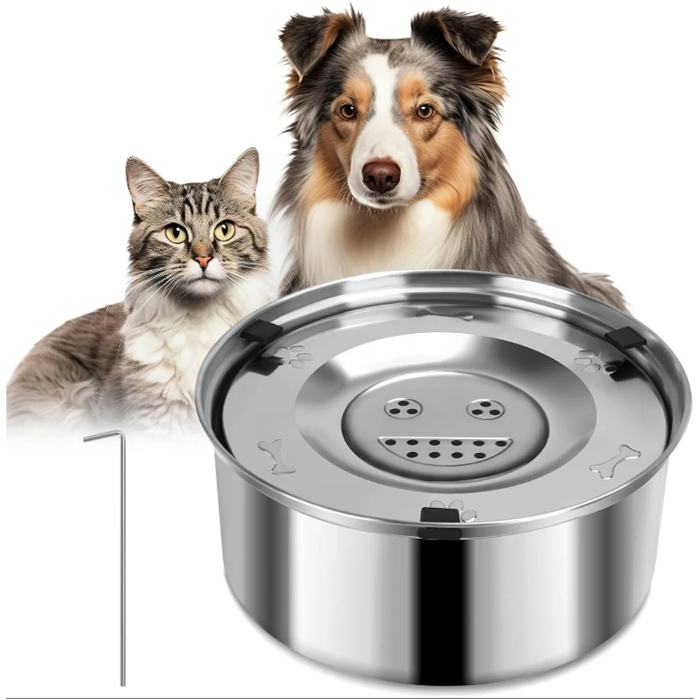 1L/3L/5.6L Stainless Steel Dog Floating Bowl, No Spill Anti-Splash Dog Water Dispenser, Non-Slip Dog Cat Pet Water Feeder Bowl