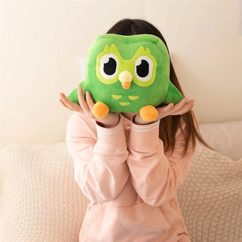 Urocza pluszowa zabawka Duolingo Zielona Sowa, pluszak Duo Sowa, kreskówkowa lalka anime Sowa, miękka pluszowa maskotka, prezent urodzinowy dla dzieci