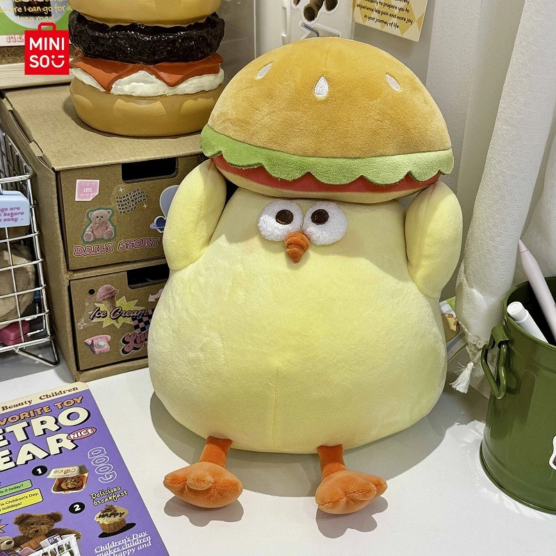 Hot Miniso Dundun Series Burger Chicken Plush Toy Cute Doll Sofa Decoration Kawaii Pillow Birthday Special Gift Furry Peripheral