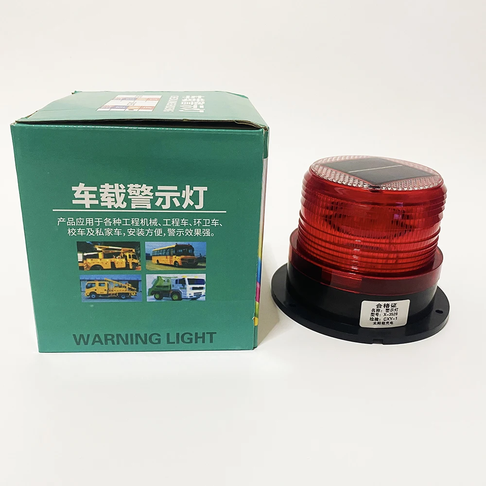 Vehicle Solar LED Red Strobe Warning Light with Magnet Wireless Waterproof Night Sensor Security Protection