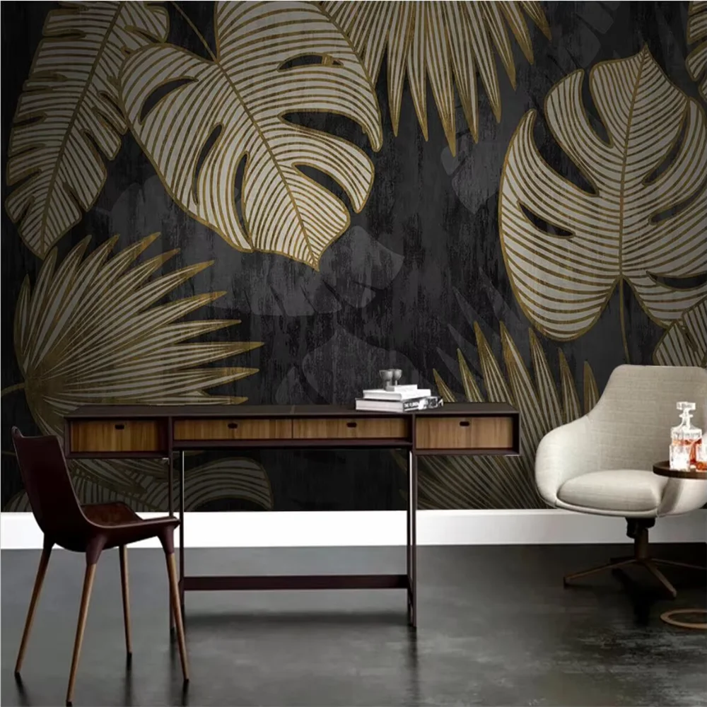 

Пользовательские скандинавские ретро растения листья фрески обои 3D фреска современные обои для гостиной диван ТВ фон фото домашний декор
