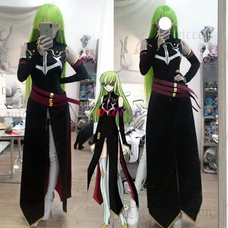 Image of Code Geass CC Cosplay Kostüm Hexe Schwarze Königin Uniform Perücke Anzug Anime Halloween Karneval Party Kleid
