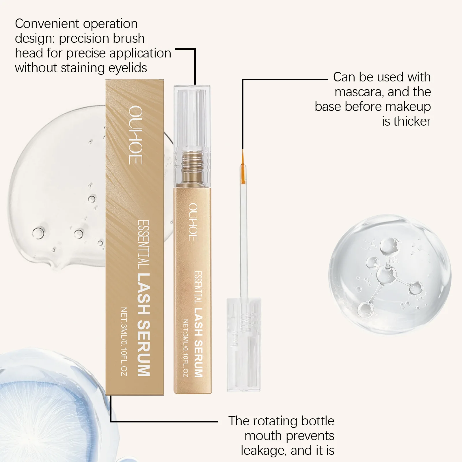 Serum na porost rzęs Odżywcze serum do rzęs Wzmacniacz brwi Naturalny wzmacniacz rzęs wydłużający i zagęszczający Dłuższe, gętsze rzęsy Urocze kosmetyki do oczu