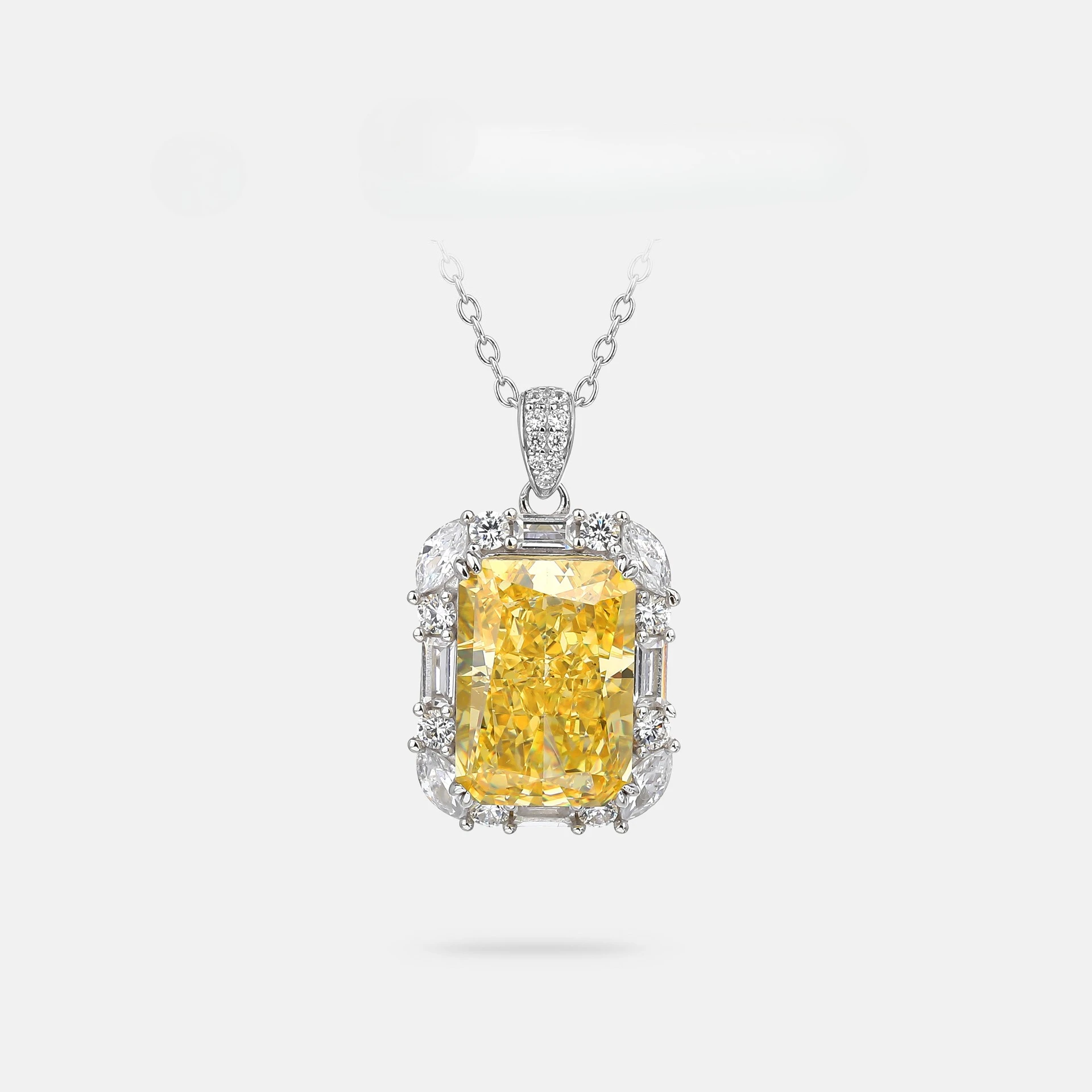 

S925 Pure Silver Necklace, Women's Jewelry, High-end Feel, Yellow Diamond, Ice Flower Cutting, New Jewelry, Wedding Jewelry