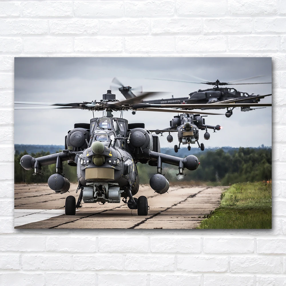 Mi-28 Havoc Military Helicopter Posters & Prints Modern Fabric Cloth Wall Art Canvas Paintings Home Living Room Decor