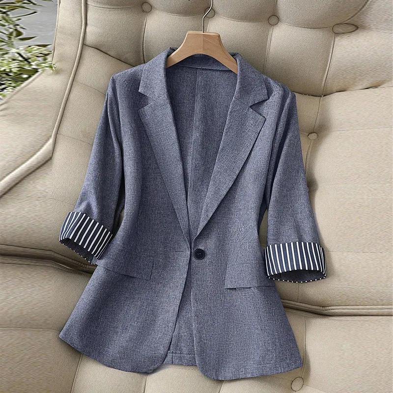 

Chic Blazer Jacket 2025 Autumn Fashion Three-Quarter Sleeve Cardigan for Women