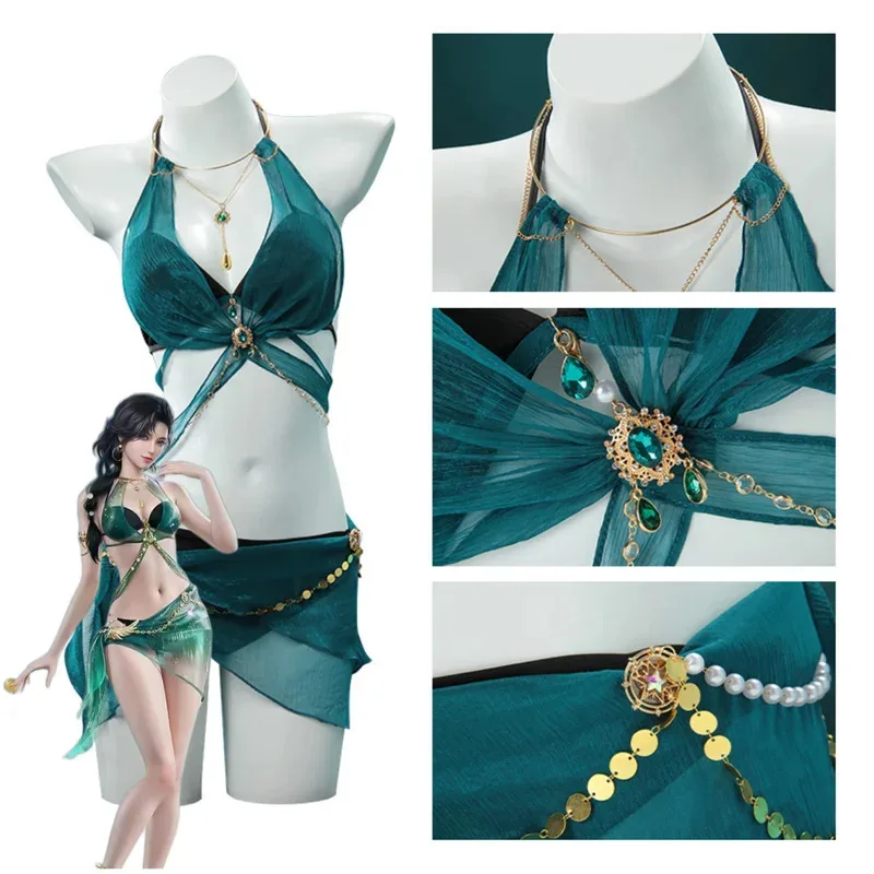 Game : Bladepoint Naraka Cosplay Costume Skin Tube Tops Summer Day Swimsuit Beach Sexy Bikini Wig Woman Carnival Suits;2k,j'x.8;