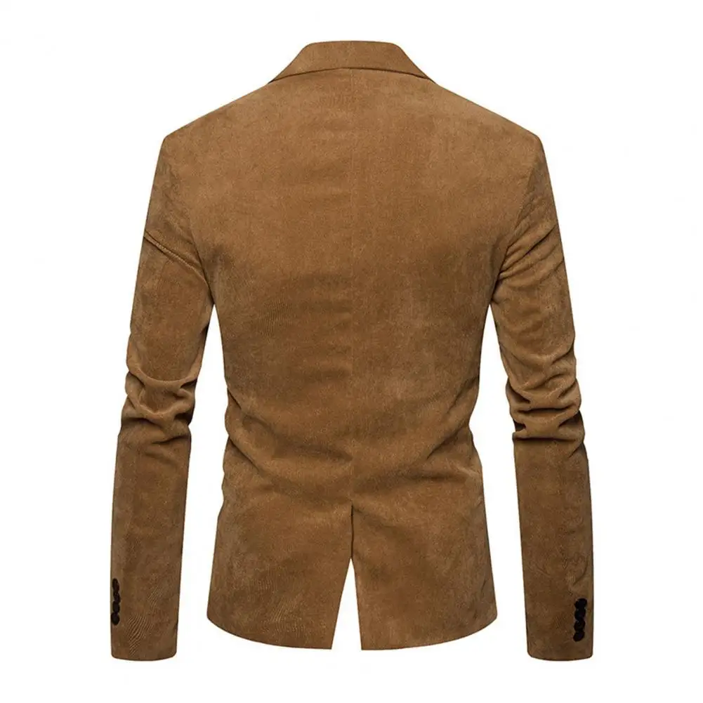 2025 Men's Casual Corduroy Blazers Jacket Autumn Winter Long Sleeve Single Button Slim Suit Jackets Slim Warm Blazers For Men
