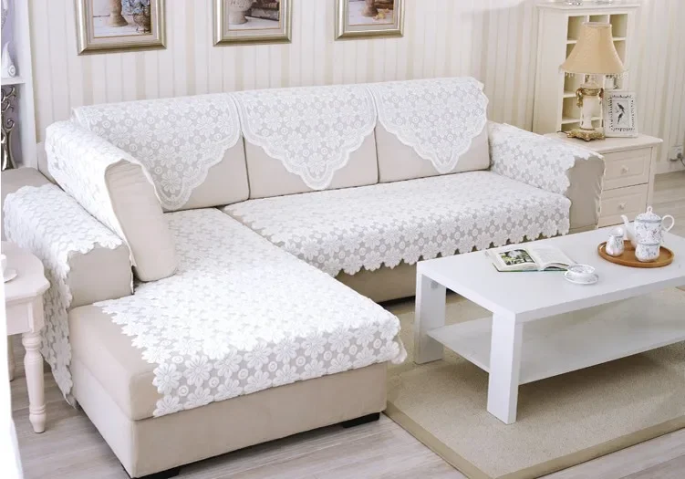 1 Pcs Europe Lace Sofa Cover White Knit Sofa Set Four Seasons Sofa Covers For Living Room Sectional Sofa Covers