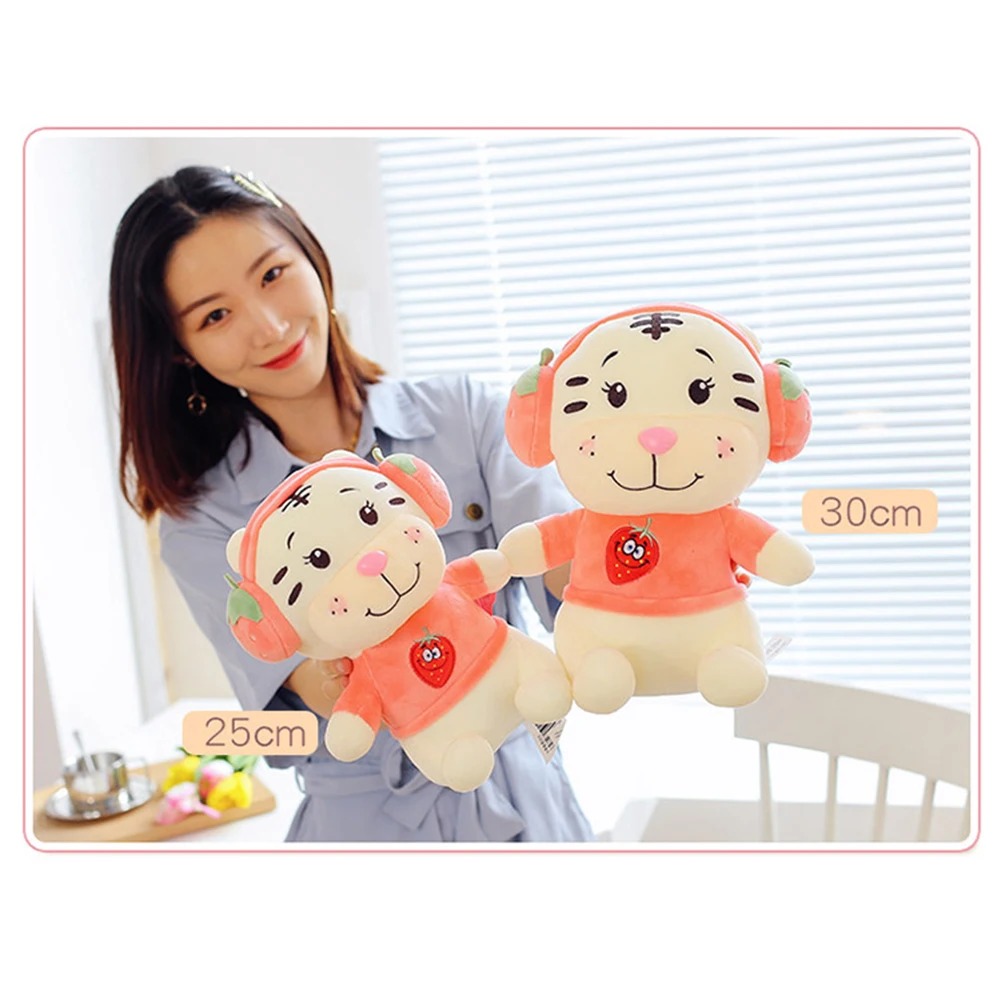 سماعة الرأس النمر القطيفة مع نسخة Q ألعاب حيوانات محبوبة لعبة وسادة النوم #3