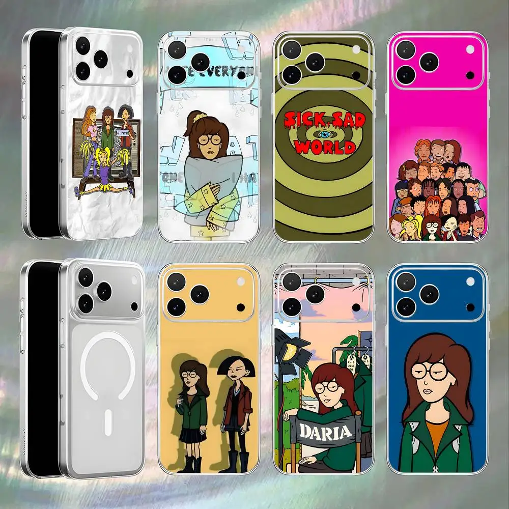 

Daria Cool Girl Fashion Magnetic Wireless Charging Transparent White Phone Case For iPhone 17,16,15,14,13,12,11,Pro,Max,Plus