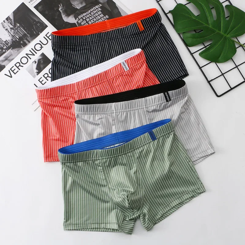 Men's Ice Silk Flat Leg Pants Square Leg Pants Youth Weekly Pants Trendy Breathable Multi-color Underwear Perfect Stylish