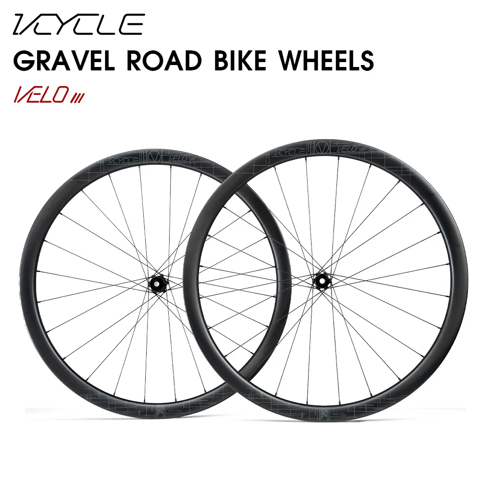 VCYCLE VELO III Carbon Gravel Wheels 1380g 36mm Rim HG 24 Holes Disc Brake Tubeless Ready 700C Light Wheel for GRAVEL Bicycles