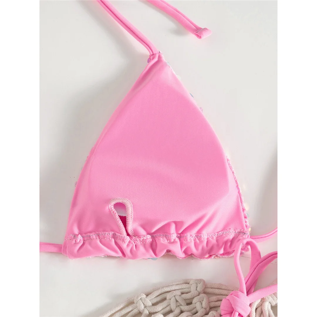 Pailletten-Bikini mit Neckholder, Damen-Badebekleidung, zweiteiliges Bikini-Set, mit Trägern, hoch geschnitten, Badeanzug, Badebekleidung, Modell V8326. – Detail 6