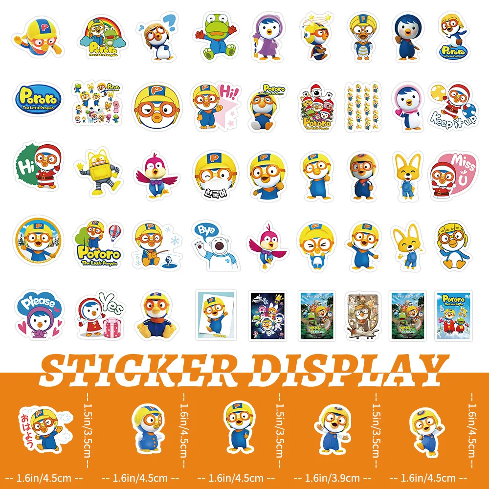 50pcs New Pororo Personalized Creative DIY Handbook Stickers Mobile Phone Skateboard Decoration Stickers
