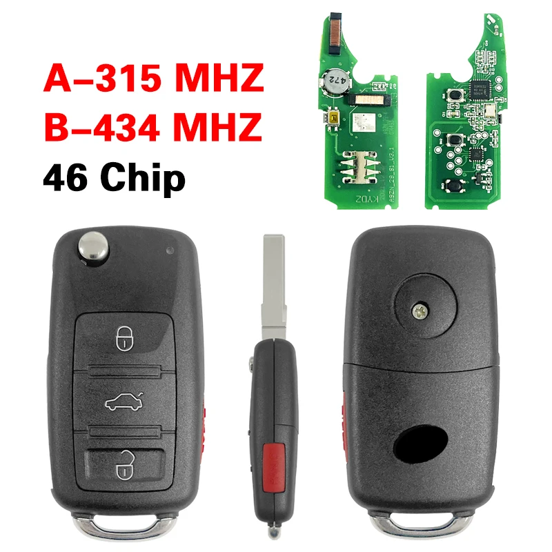 

CN001138 315/433 МГц ID46 откидной дистанционный брелок для VW Touareg Phaeton KESSY 2002-2012 3D0959753R 3D0959753AK AR Keyless go