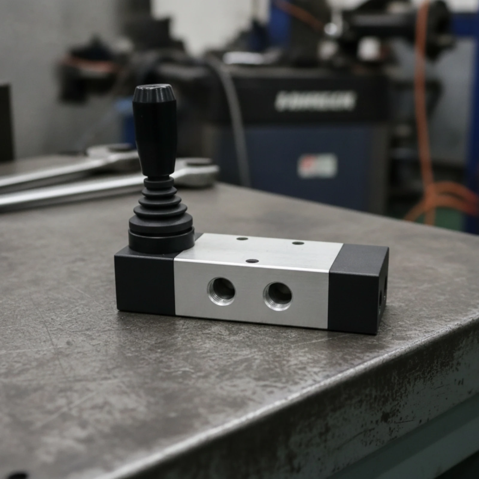 Pneumatic Hand Lever Valve 5 Way Lever Valve with Fittings Compact 3 Position for Technicians, Machine Maintenance, Tire Changer