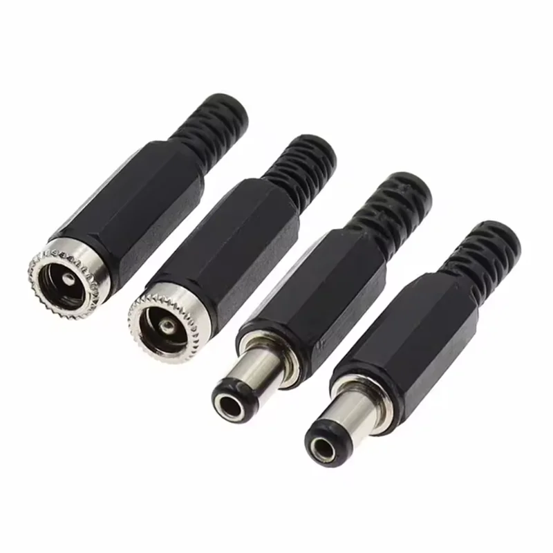 10PCS 5.5x2.1mm Plastic Male Plugs + Female Socket Panel Mount Jack 24V 12V 3A DC Power Connector Electrical Supplies 5.5*2.5