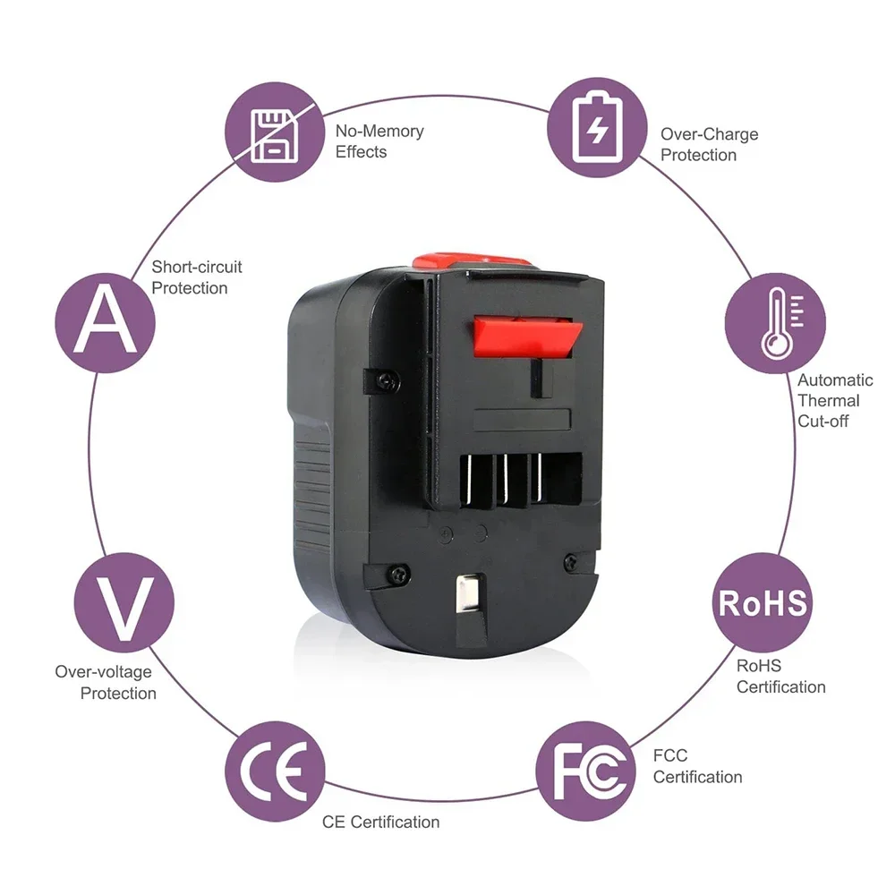 12V 12800mAh Rechargeable Tool Battery For Black&Decker A12 A12EX FSB12 FS120B A1712 HP12K HP12 Ni-MH Replacement Drill Battery