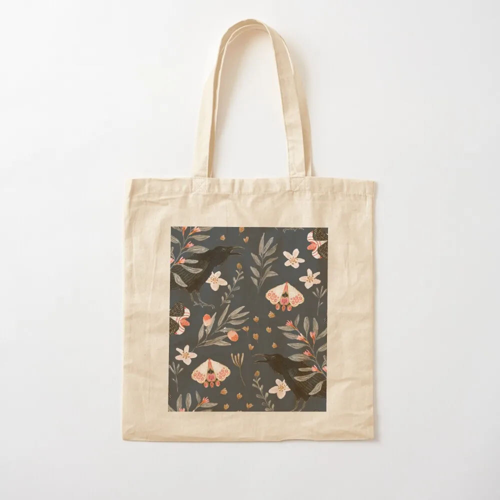 Black Crow and Butterflies Tote Bag Women's beach bags hand bag ladies cloth bag woman Fabric