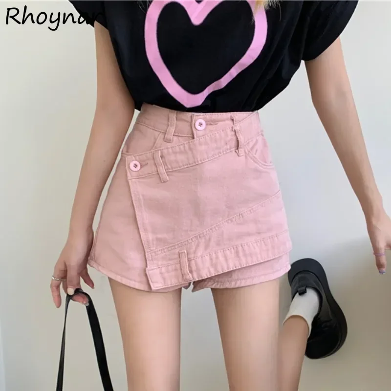 Skirts Women Solid Asymmetrical High Waist Design Hipster Teens College Fashion All-match Summer Korean Style Mini Hot New Ins