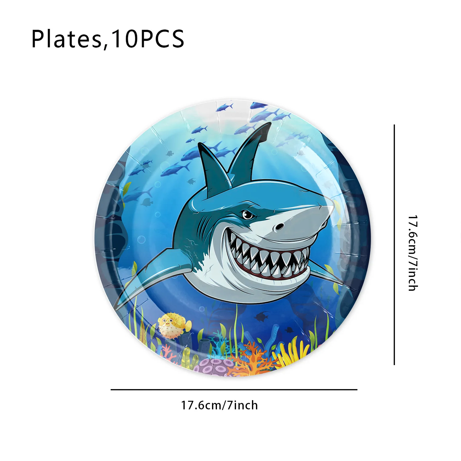 Shark party disposable tableware plate cup napkin marine animal shark themed decoration tableware boys birthday party decoration