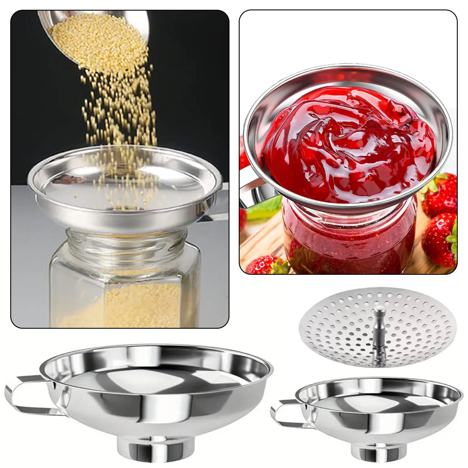 Stainless Steel Wide Mouth Canning Funnel Oil Leaks Canning-Hoppes Food Pickles Jams Funnels Kitchen Jar Filling Tool