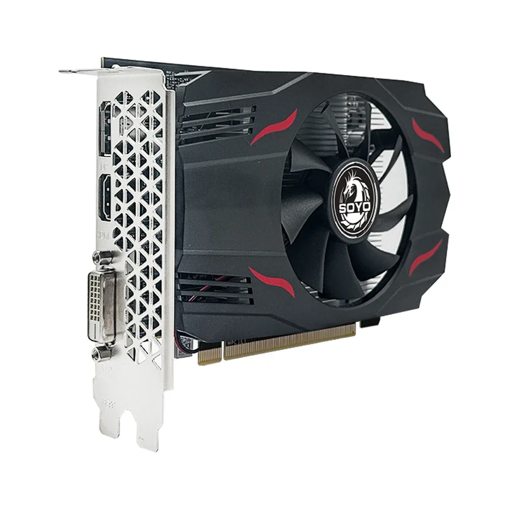 SOYO AMD Radeon RX550 4GB GPU GDDR5 14nm لألعاب الكمبيوتر المكتبي فيديو RX560 بطاقة الرسومات 128bit RX 550 مكونات الكمبيوتر
