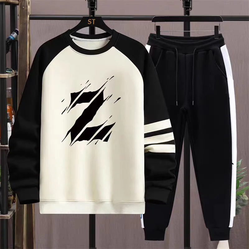 

2025-26 Autumn/Winter New Y2K Sports Set Ins Style Letter Z Printed Round Neck Casual Men's Fashion Sports Two Piece Set