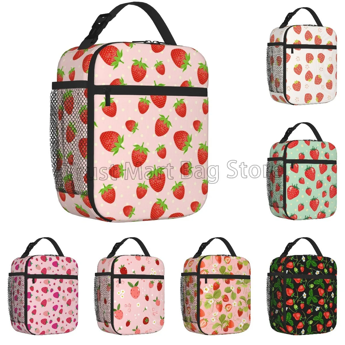 Strawberry Lunch Bag Reusable Insulated Lunch Box Back To School Gift Meal Tote for Boys Girls Cooler Bag for Work School Picnic