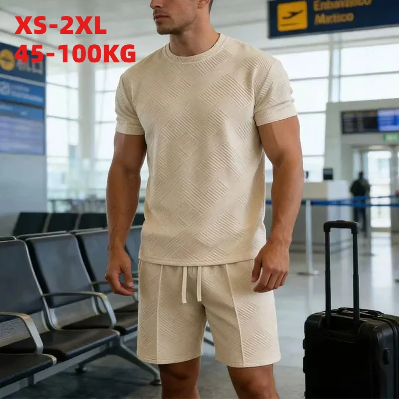 

Summer Set Men's Casual Short Sleeve T Shirts and Shorts 2026 Summer Beach Vacation 2 Piece Outfit Lounge Workout Sets
