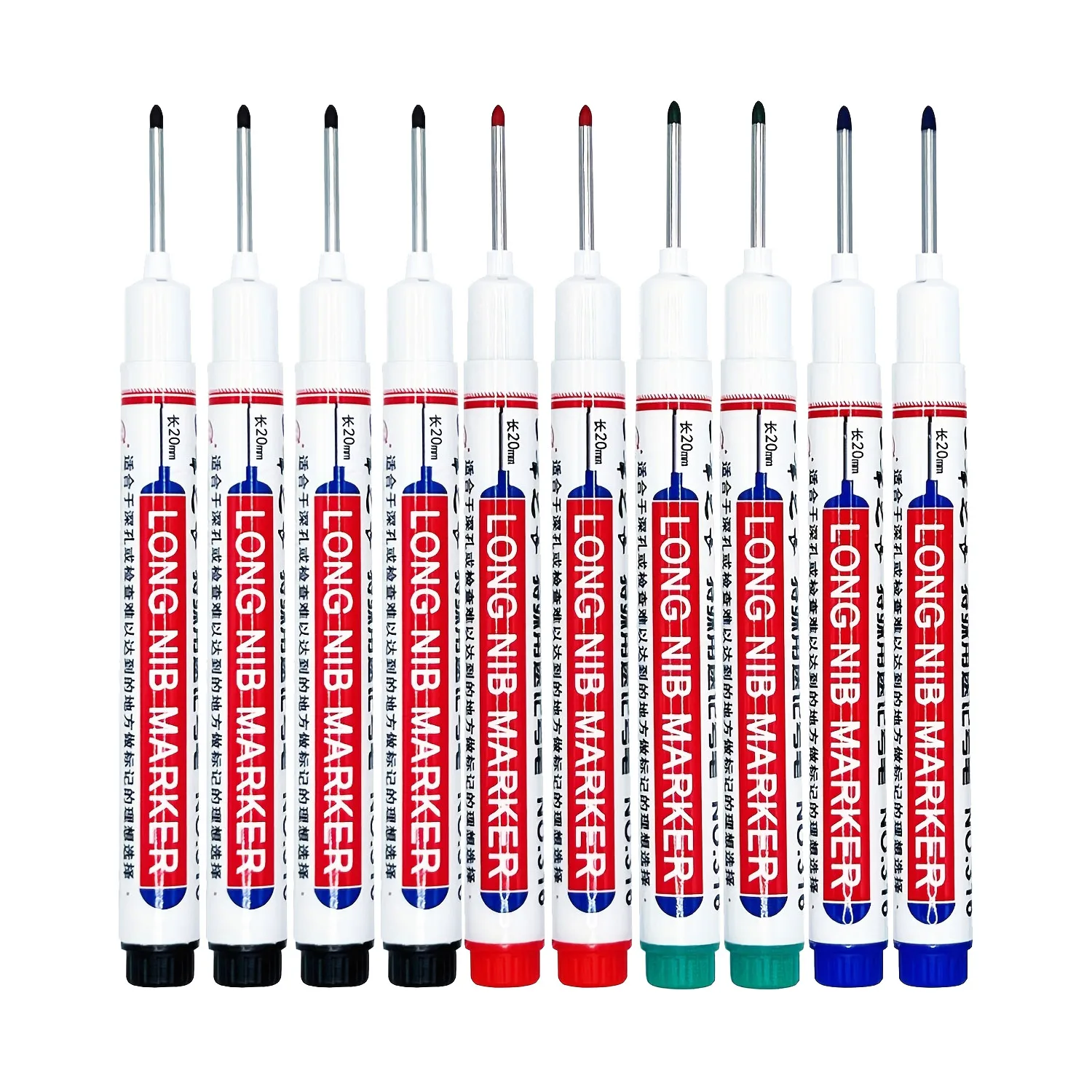5-15 stuks 20mm Diepe Gat Lange Punt Markeringen Voor Metaal Perforeren Pen Waterdicht Badkamer Houtbewerking Decoratie Multifunctioneel
