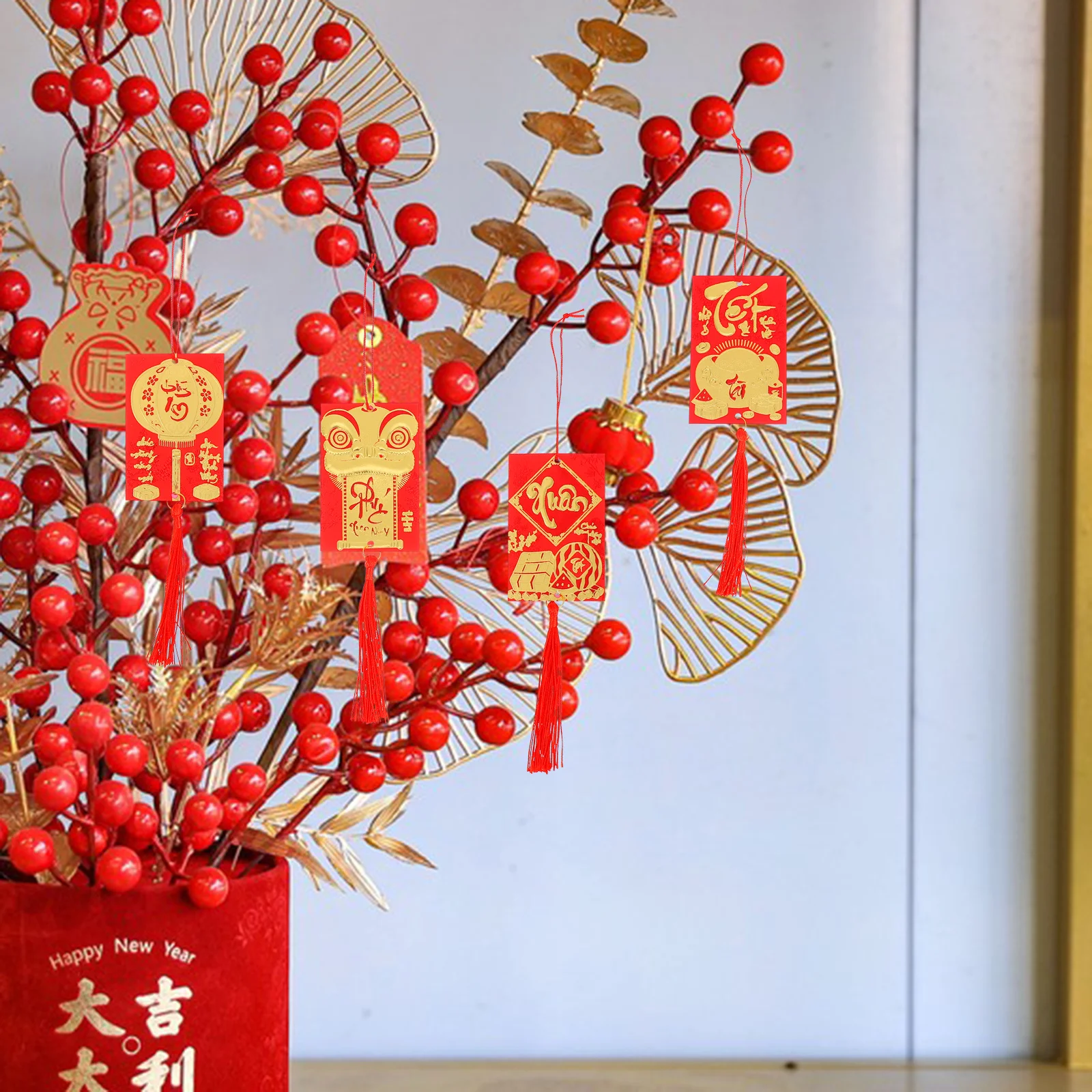 

6Pcs Tassel Pendant Decor Vietnamese New Year Festive Ornaments Bonsai Accessory Home Decor Vietnamese New Year Ornaments