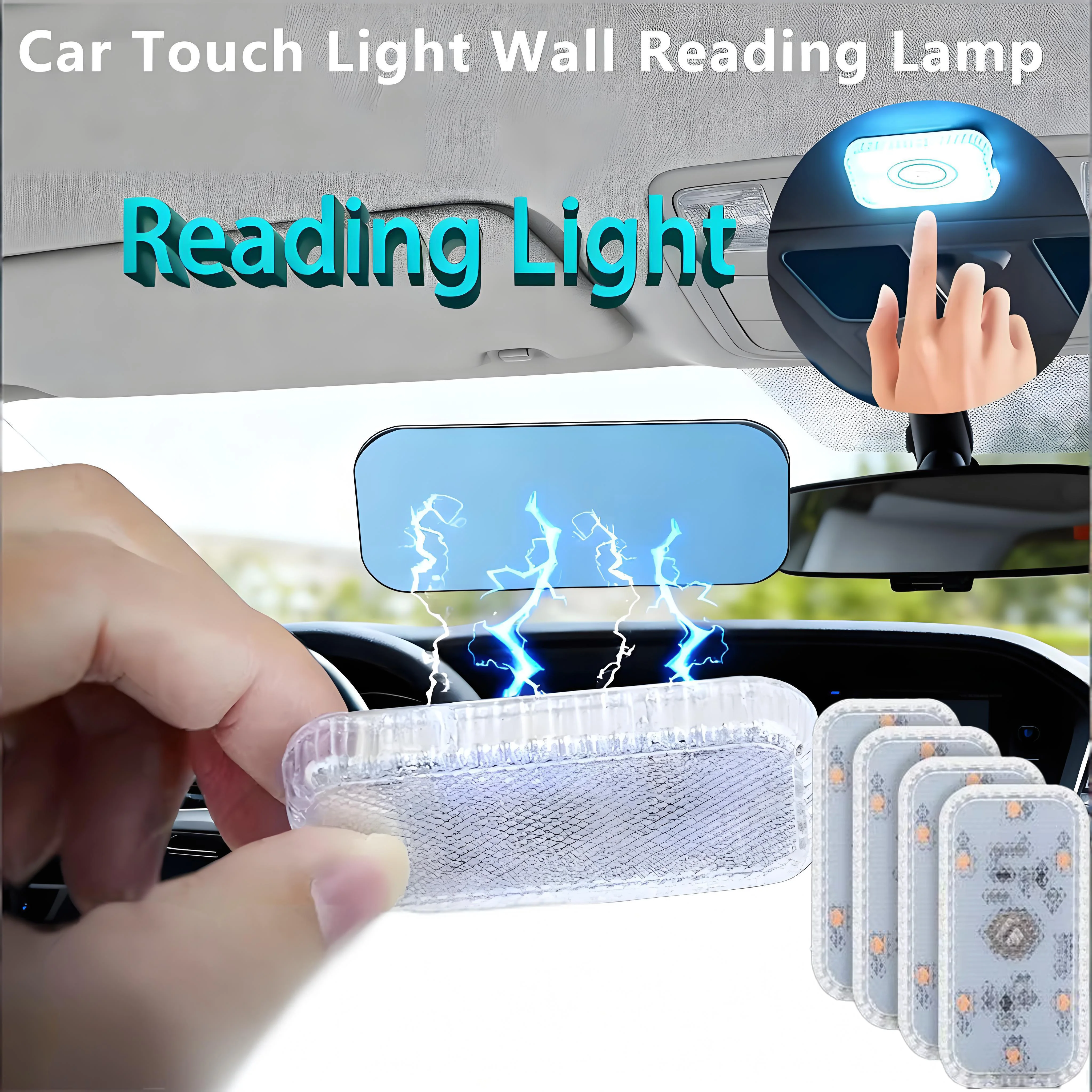 LED Car Touch Light Wall Reading Lamp Magnet Base Wireless Car Ceiling Roof Dome Light USB Charging Auto Interior Lighting Tools